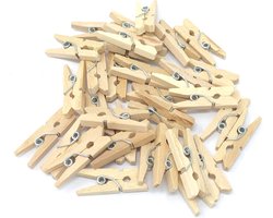 New Age Devi - Houten Mini Knijpers - 100 STUKS - 2.5 CM - Fotoknijpers - Fotohouder - Knijpers - Wasknijpers - Kerstkaart hangers
