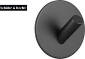 Schäfer & Koch© 'Copenhagen Nero' designer zwarte zelfklefende haak voor haak badkamer - haakjes badkamer - haak handdoek - keuken - toilet  - ophanghaak - mat zwart - 3m - haakjes -ophanghaa