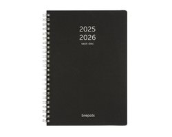 Brepols agenda 2026 - 16Maanden - Weekly Notebook - POLYPROP - Schoolagenda - 1 week op 2 pagina's - Wire-O - Weekoverzicht - Zwart - 14.8 x 21 cm - september 2025 tm december 2026