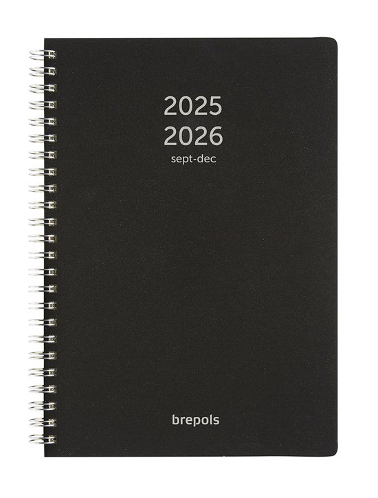 Brepols agenda 2026 - 16Maanden - Weekly Notebook - POLYPROP - Schoolagenda - 1 week op 2 pagina's - Wire-O - Weekoverzicht - Zwart - 14.8 x 21 cm - september 2025 tm december 2026