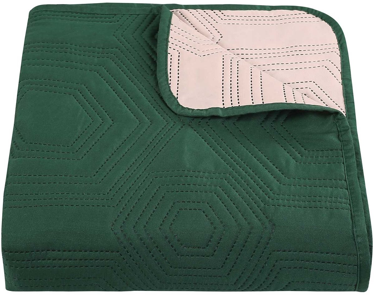 TARA sprei/groen+lichtroze/240x220