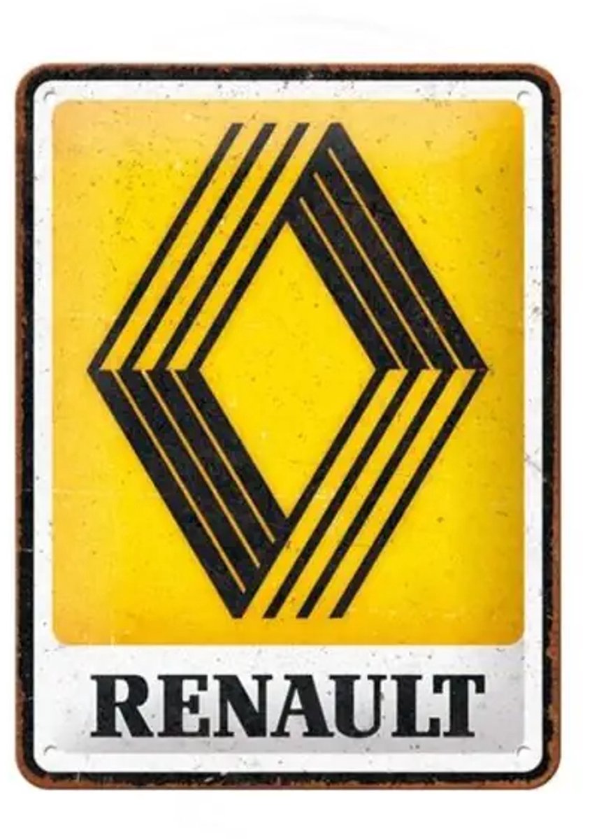 Nostalgic Art Merchandising Metalen Bord 15x20 cm Renault Logo Zwart