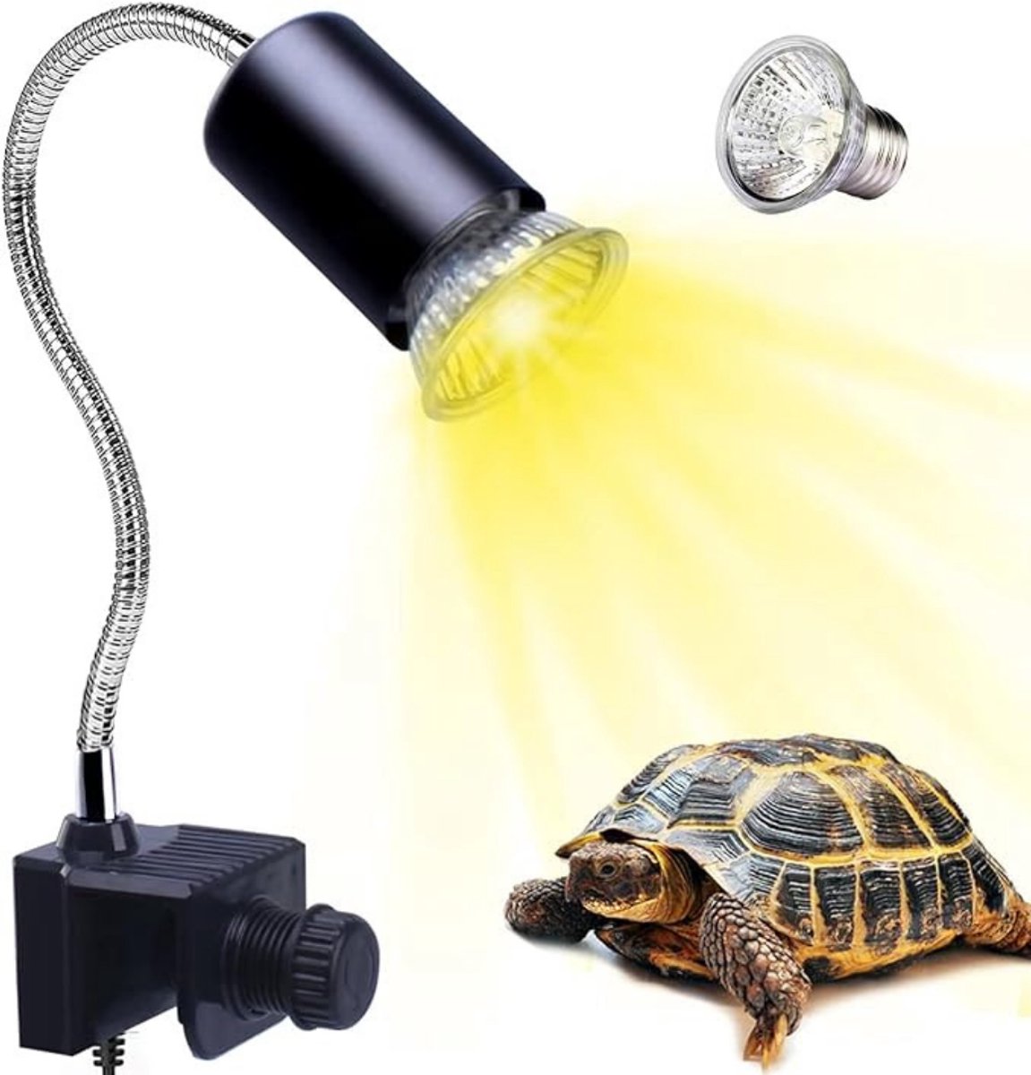 Zylo® Warmtelamp Reptielen - Terrarium - Warntelamo - 4x1x34cm - Zwart/Zilver