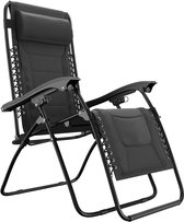 Chaise longue LifeGoods Comfort - Pliable - Réglable de 30° à 90° - Porte-gobelet et téléphone - Chaise de jardin - Zwart