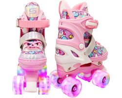 foto van Suotu Rolschaatsen - Verstelbare - lichtgevende wielen - Maat 29 - 32 - Roze - S