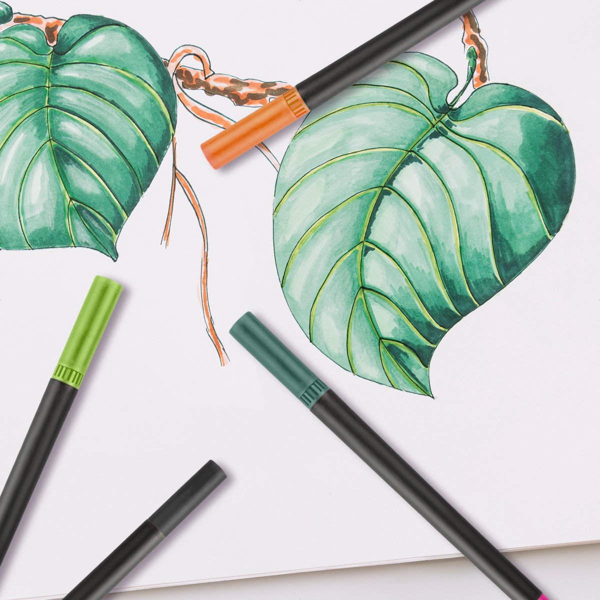 Brushpennen Dual Tip Twinmarkers Fineliners en Penseelstiften - Perfect voor Bullet Journaling, Handlettering en Aquarelkunst - 72-delige Set — afbeelding 8