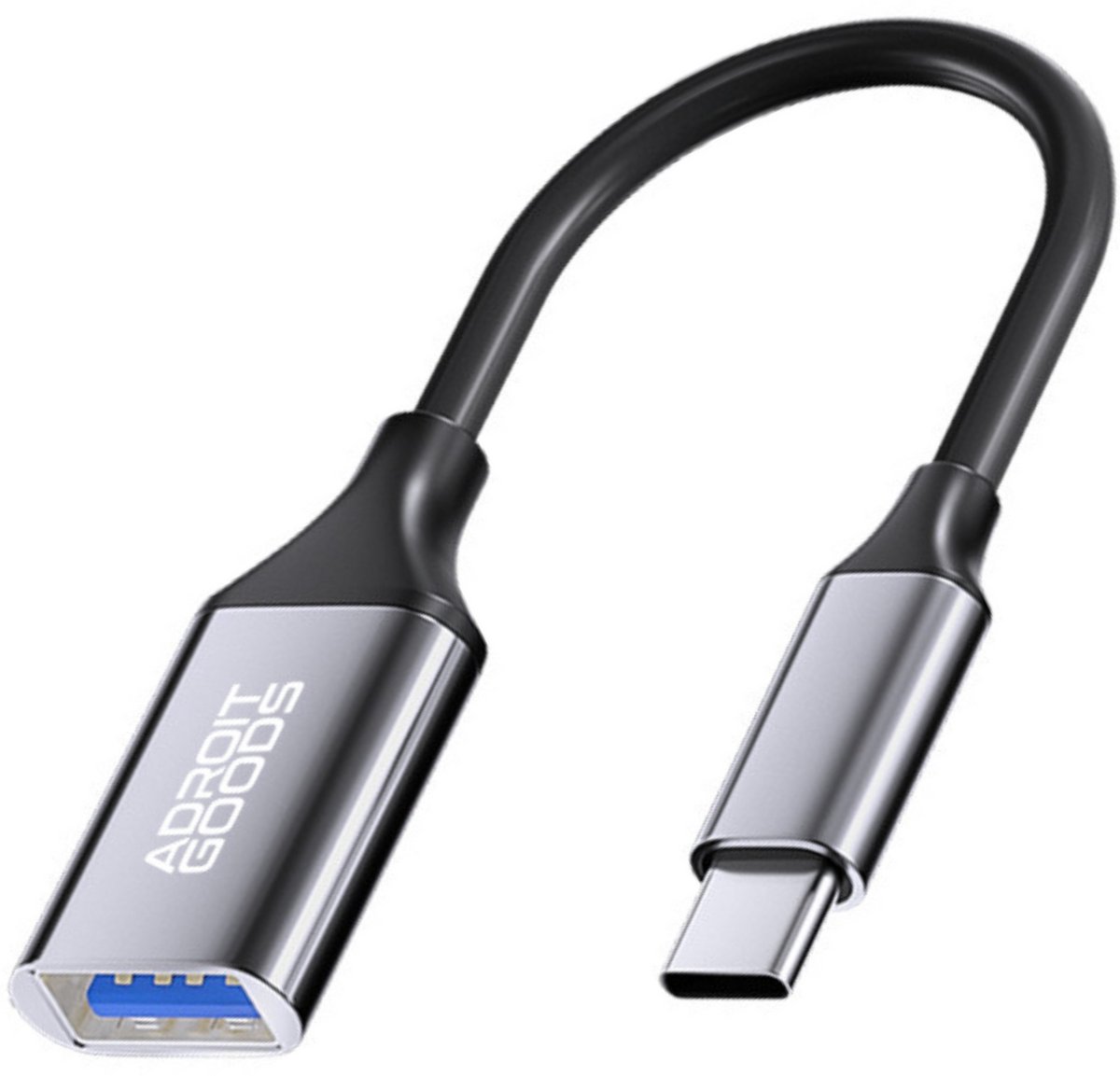 AdroitGoods USB-C naar USB-A adapter - OTG adapter - USB C Male to USB Female Adapter - USB-A 3.0 / USB-C 3.2 - PVC - Grijs