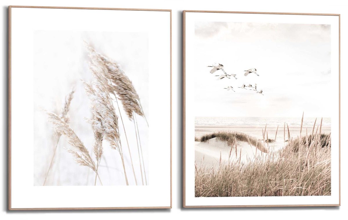 REINDERS Schilderijen set Zeegras - 50 x 40 - Hout - REINDERS Zeegras Hout