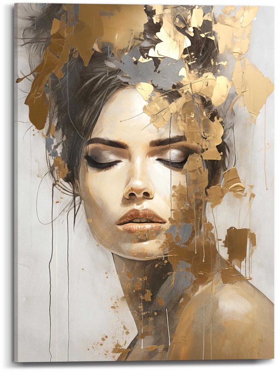 Schilderij Gouden vrouw - 70x50cm - Canvas - REINDERS