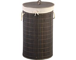Wasmand, 60 x 35 cm, gemaakt van FSC bamboe, polyester binnenzak, deksel