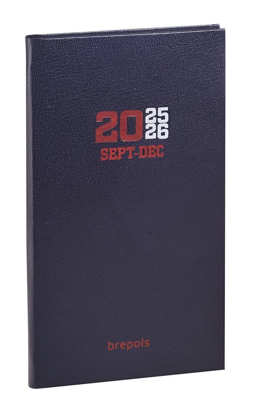 Brepols agenda 2026 - 16Maanden - Interplan - COLLEGE - Schoolagenda - 1 week op 2 pagina's - Vinyl omslag - Weekoverzicht - Blauw - 9 x 16 cm - september 2025 tm december 2026