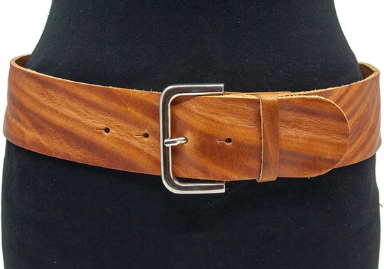 Ceinture large en cuir pour femme Thimbly Belts cognac - ceinture femme - 6 cm de large - Cognac - Cuir véritable - Tour de taille : 85 cm - Longueur totale ceinture : 100 cm