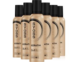 Syoss Keratin Haarmousse - Styling, Verzorging en Herstel - Veerkrachtiger en Gezonder Haar - Glans - Langdurige Controle - - 6x250 ml
