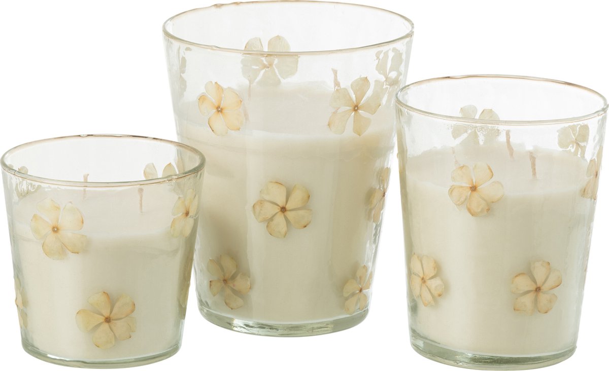 J-Line geurkaars Bloemen - Tender Rose - glas - transparant - large - 75U