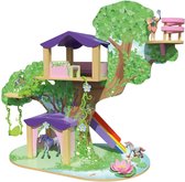 Houten Boomhut - Fee - 19 delig - 3 speelfiguren van kunststof (fee, eenhoorn, eenhoornveulen) - Houten speelgoed - Speelgoed - VI Online Products