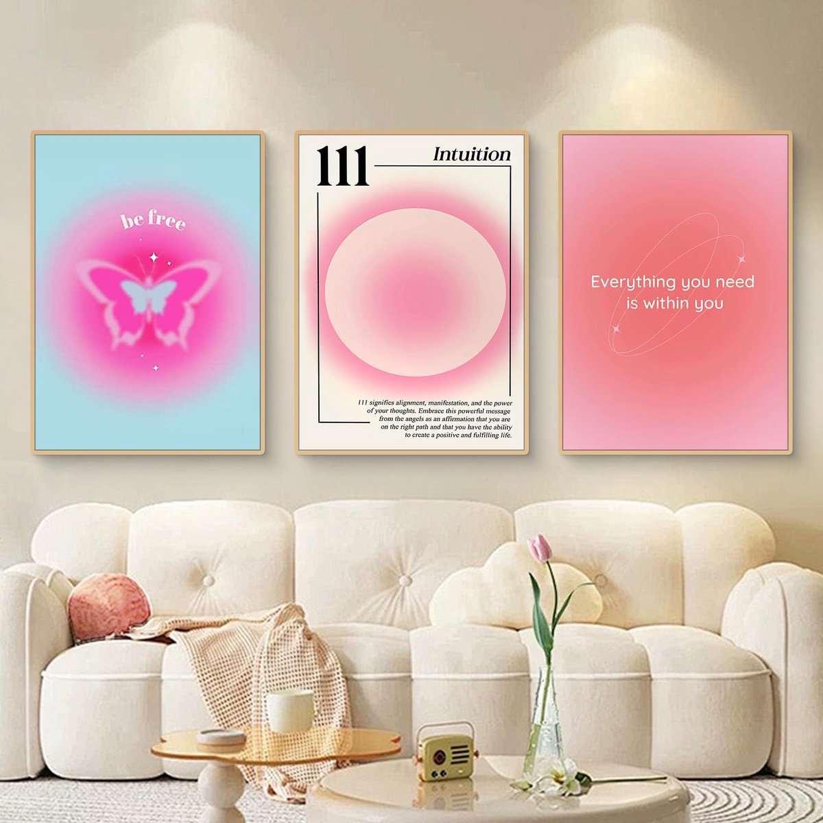 La'Moussawi ® Moderne Esthetische Posterset voor Woonkamer en Slaapkamer Decoratie in Roze Tinten