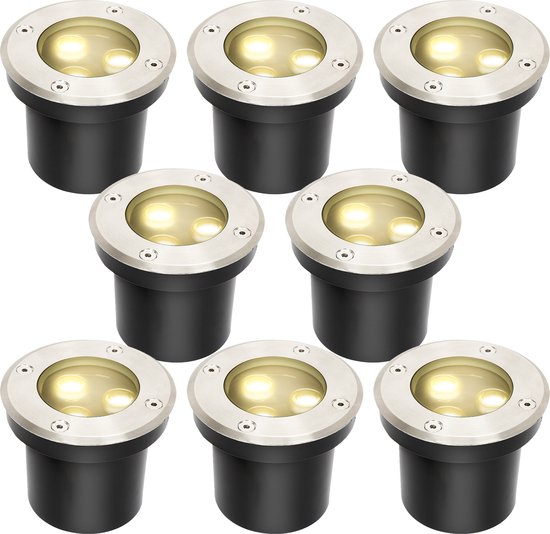 Auting Led-inbouwspots voor buiten, 10 stuks, led-vloerinbouwspots, warm wit, IP67 waterdicht, inbouwspots voor terras, buiten, binnen, trappen