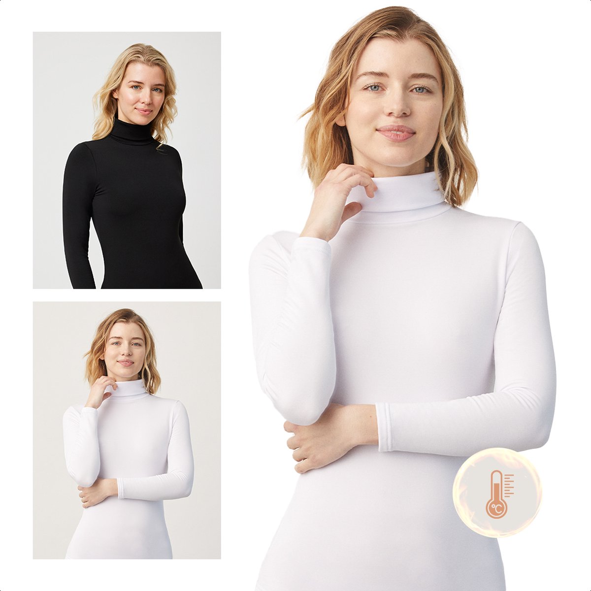 Ysabel Mora - Thermokleding - Thermoshirt Dames met Lange Mouwen en Col - Wit - S