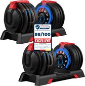 DH FitLife Verstelbare Dumbbells Set - 2 Stuks - 3 tot 24 kg - 12-in-1 Gewichtsverstelling - Ruimtebesparend - Voor Krachttraining Thuis
