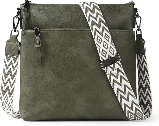 Sacs d' épaule de taille moyenne pour femmes TAN.TOMI - Sac à bandoulière - Sacs bandoulières pour femmes avec bandoulière large réglable et amovible - Vert foncé