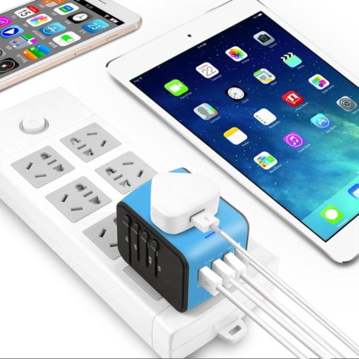 Universele Reisadapter - Compact Ontwerp - Met 3 USB-Poorten - Wereldwijd Gebruik — cadeau in Gadgets - foto 4