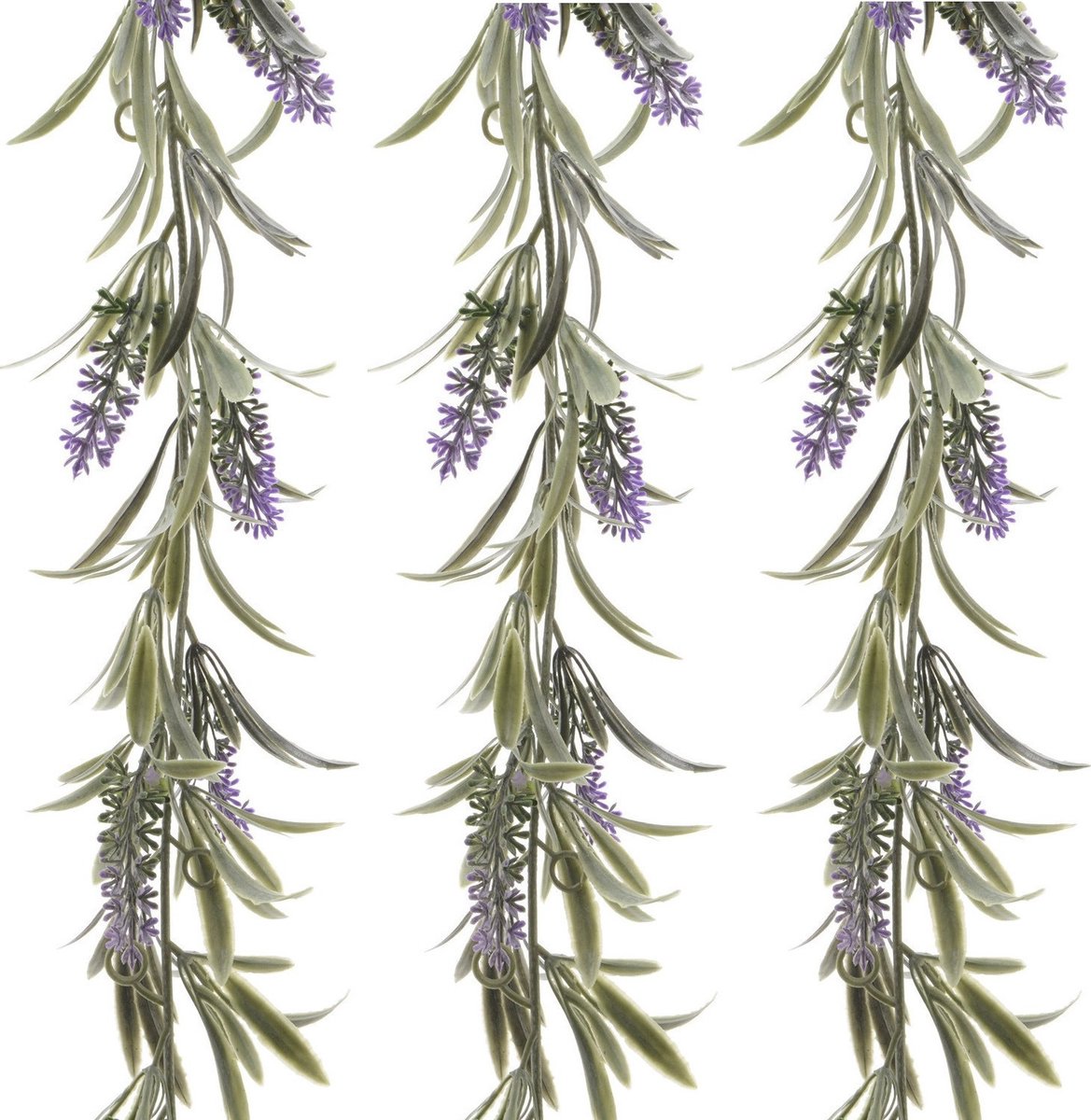 Decoris Lavendel Bloemen slinger - 3x stuks - Paars - kunstplanten - 80 cm- Kunstplanten/kunsttakken