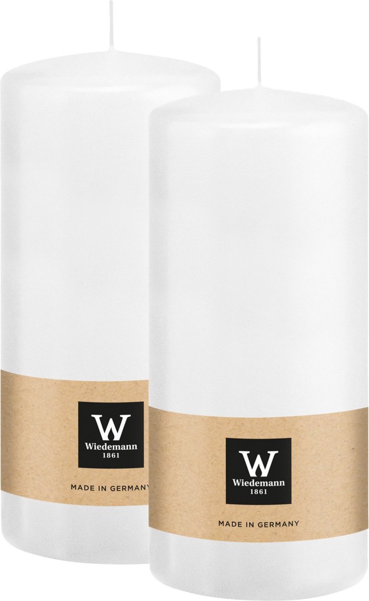 Wiedemann Cilinderkaars/stompkaars - 2x - wit - 15 x 7 cm - 63 branduren - zuilkaarsen