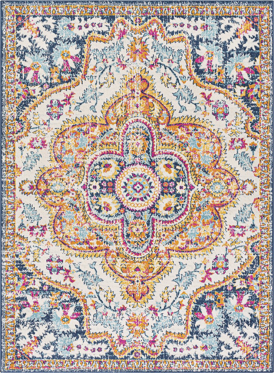 SURYA - Vintage Oosters Tapijt WILLOW - Meerkleurig/blauw