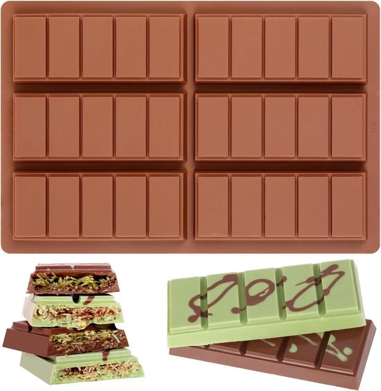 Siliconen Chocoladevorm Voor 6 Chocoladerepen Maak Je Eigen Chocolade Bpa Vrij Niet Klevende Chocoladereepvorm Siliconen Vorm Bruin