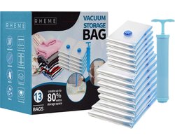 Vacuumzakken - Set van 13 Zakken - Kleding & Beddengoed - Opbergzakken - Ruimtebesparend Vacuümzakken - Reis Zakken - Inclusief Pomp - Rheme