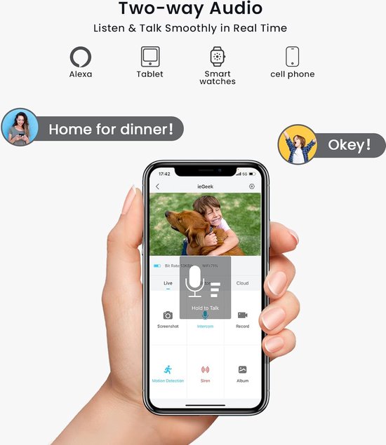 ieGeek Buiten Draadloze WiFi Bewakingscamera Batterij - Zonnepaneel - 5MP Buiten Solar Camera 2,4GHz -Direct PIR Alarm - Sirene - Nachtzicht - Twee-weg Audio van ieGeek — afbeelding 2