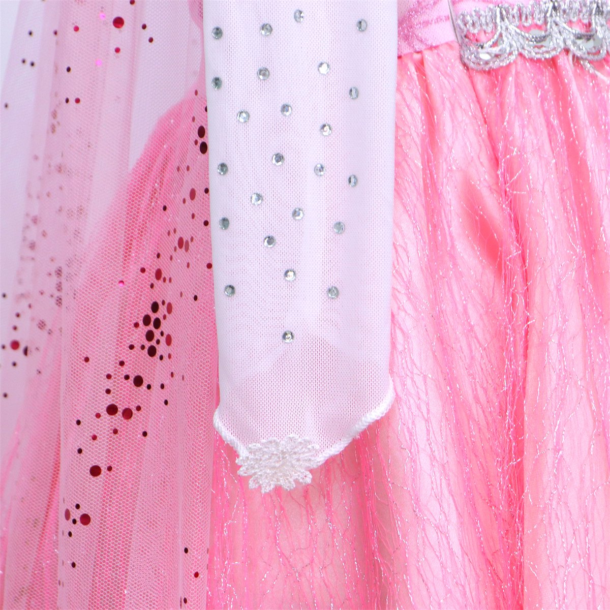 Joya Kids® Verkleed Jurk met Ster Roze | Glamour Jurk met sleep | Prinsessenjurk meisje | Verkleedjurk + Accessoires set | Roze | (120) — afbeelding 7