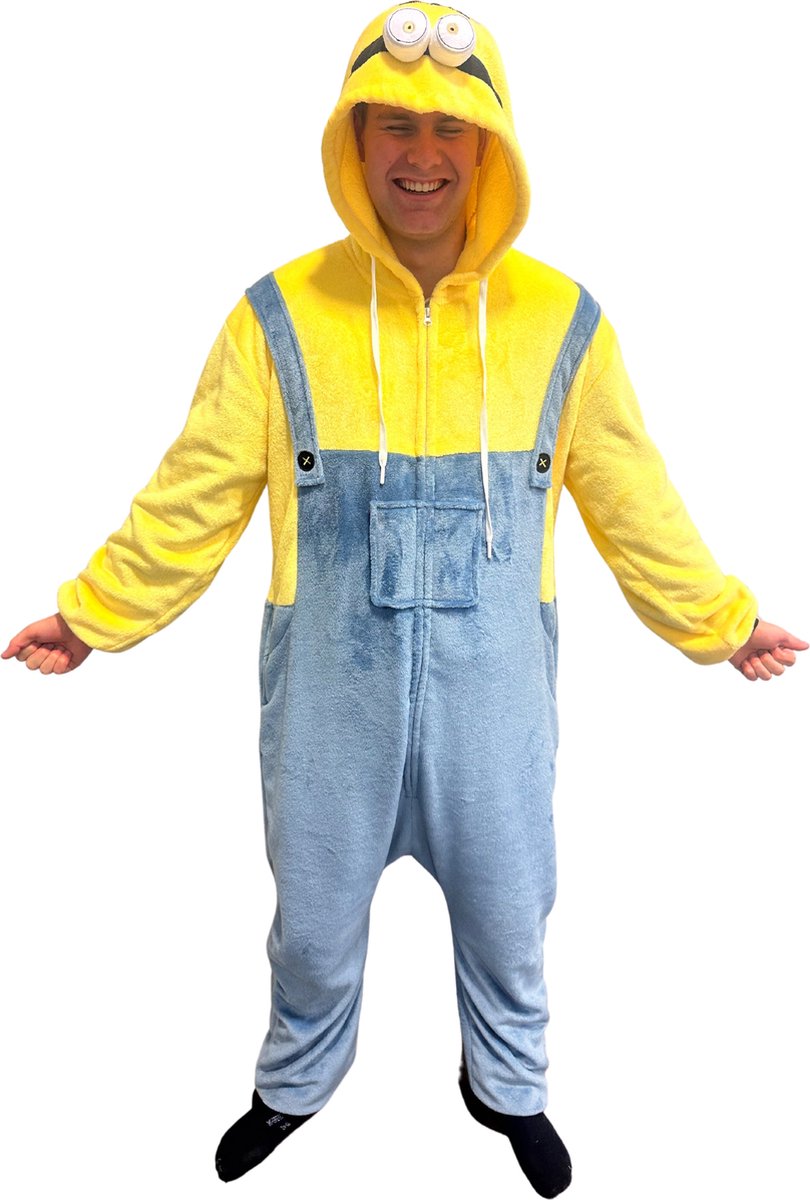 Carnavalskleding - Onesie - Kostuum - Blauw / Geel - L - 171 - 185 cm - Dames & Heren - Verkleed als Kinderfiguren - Volwassenen