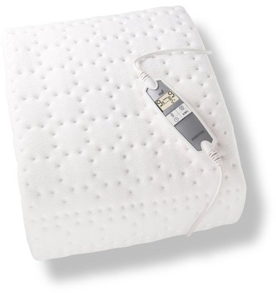 Inventum HL197V - Elektrische onderdeken/hoeslaken - Aparte voetenzone - 1 persoons - 210x92 cm - Anti allergie - Antibacterieel - Fleece - Wit