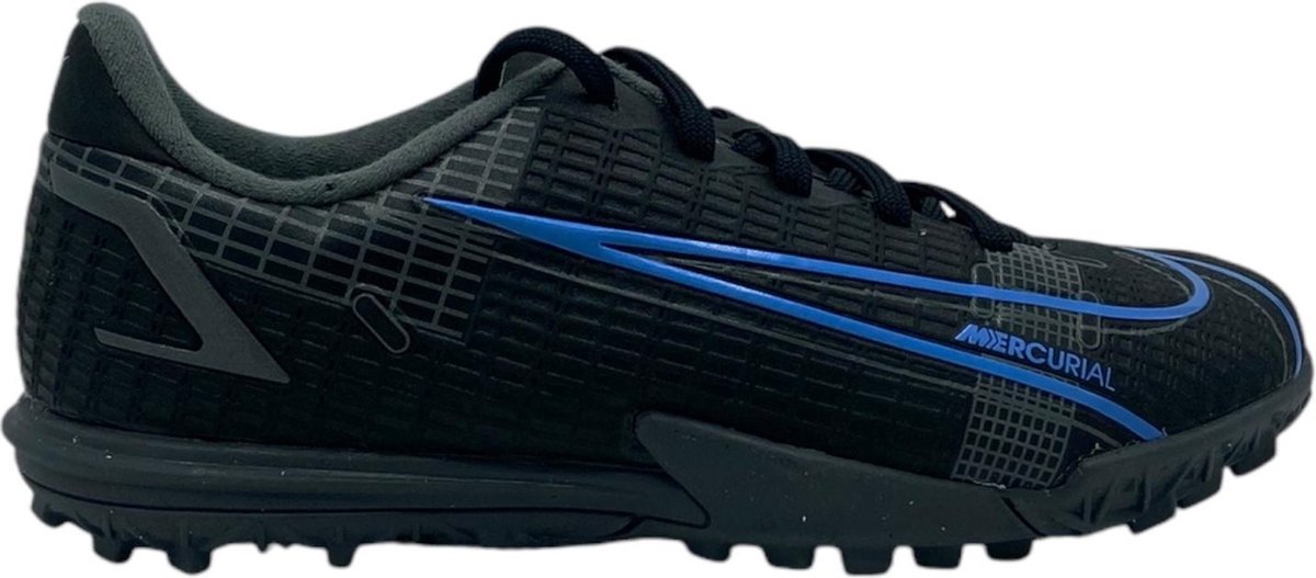 Nike JR Vapr 14 academy TF voetbalschoenen voor kinderen, zwart met blauwe accenten, maat 33.5.