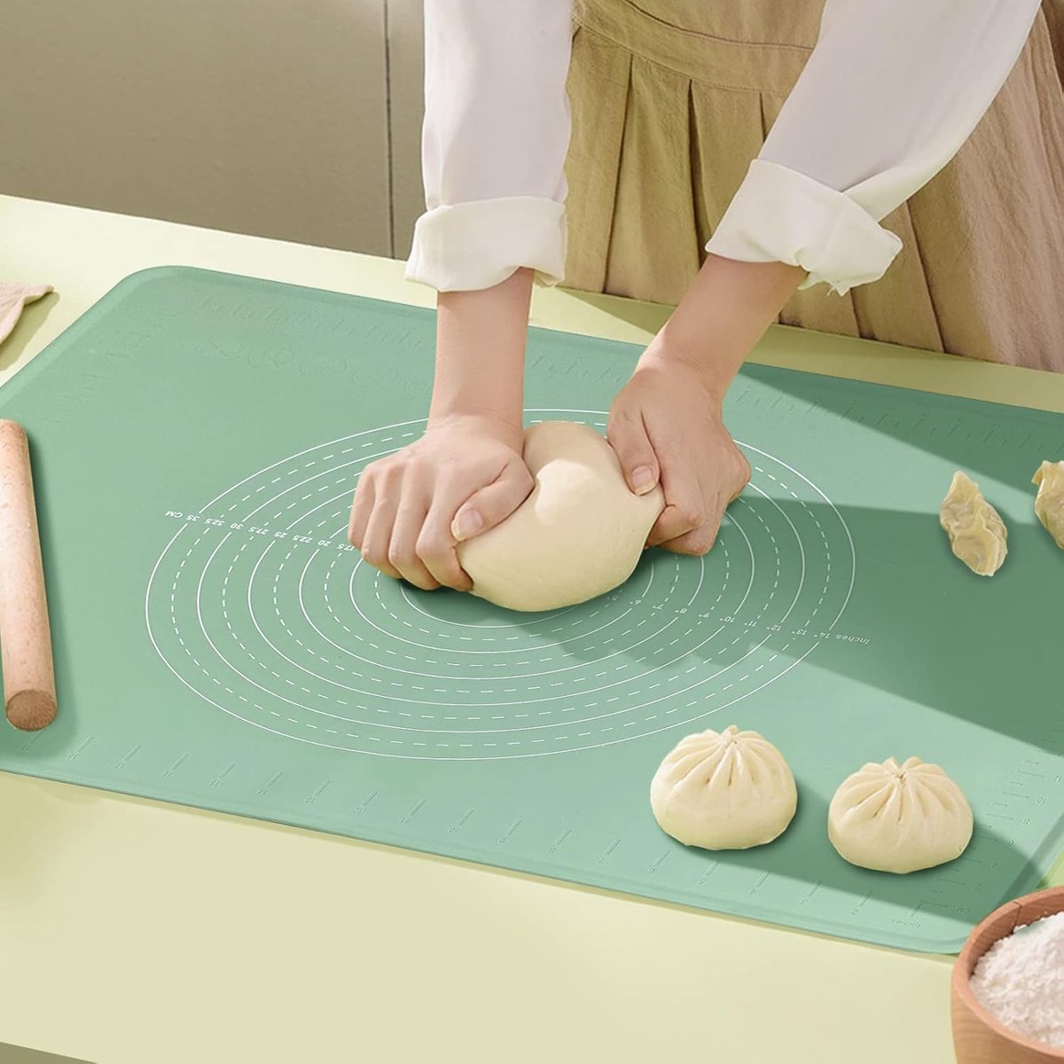 Siliconen grote bakonderlegger, antislip anti-aanbak, deegonderlegger, bakmat met hoge rand, voor het maken van koekjes, macarons, werkblad, placemats (70 x 50 cm