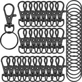 40 Zwarte Karabijnhaken met 40 Sleutelringen - Musketonhaak Sleutelhangers voor Volwassenen - Mini DIY Musketon en 25mm ringetjes - Auto Klein Carabiner Sleutel Hanger, Houder - Karabijn haak ringen - Keychain Zelf Maken Karabijnsluiting - voor Hobby