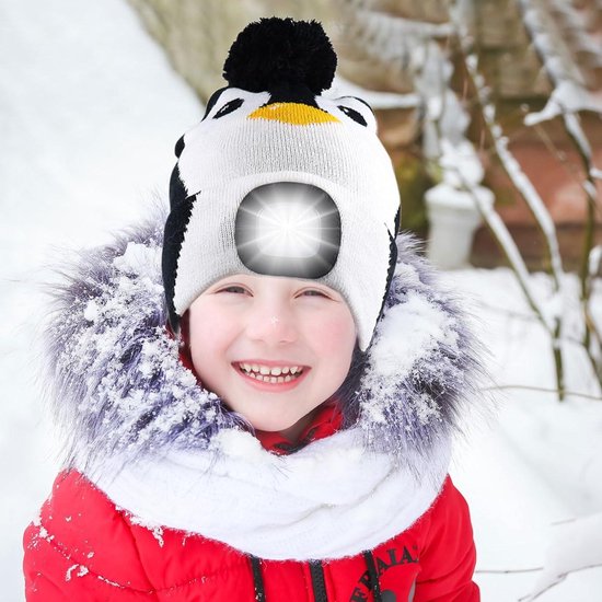Kinderenwintermuts met LED-verlichting - USB-oplaadbaar - Winterwarmer cadeau-idee - Kerstmis - Jongens en meisjes - Gebreide muts — afbeelding 3