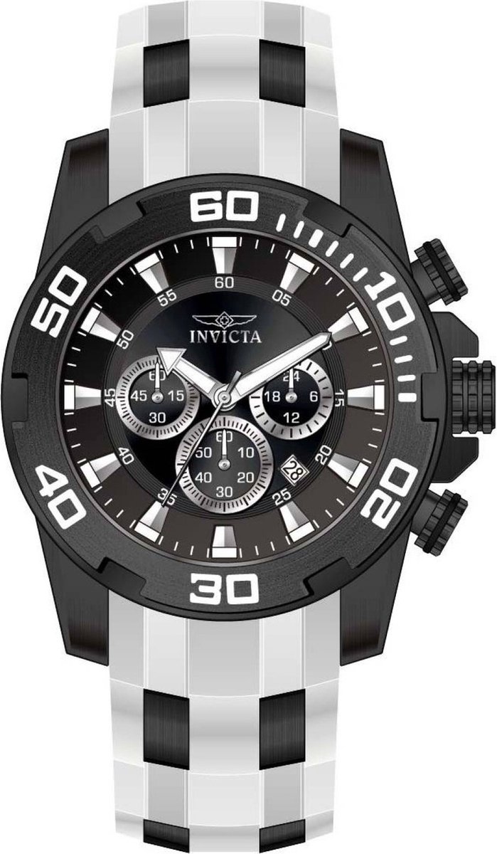 Invicta Pro Diver - SCUBA 44549 Heren Horloge - Waterdicht - Analoog - Quartz Uurwerk - Roestvrij Staal met zwarte Wijzerplaat - 50mm
