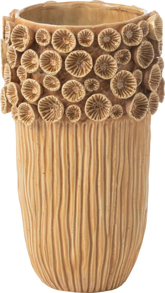J-Line vaas Koraal Hoog - keramiek - oker - medium - 41 cm hoog Geel