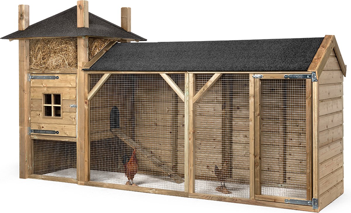 Wood Selections Kippenhok Hooiberg Joost - Kippenren - Nachthok Kippen voor buiten - kippenhok met buitenverblijf - Dierenverblijf