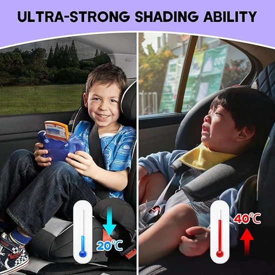 Zonwering auto baby, zonwering auto, 2 stuks universele elastische zonneklep, autonet, zonwering auto kinderen met uv-bescherming, zonwering auto zijruit voor kinderen en huisdieren van DIZA100. — afbeelding 2