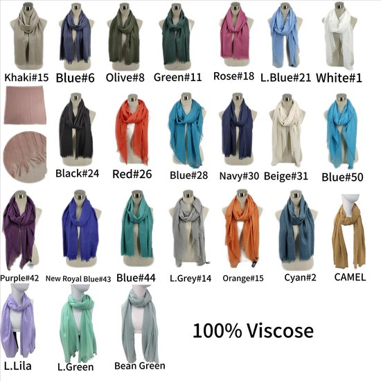 Echarpe Femme Longue et Fine - Uni - Blauw/ Vert - 195 x 100 cm (28#)