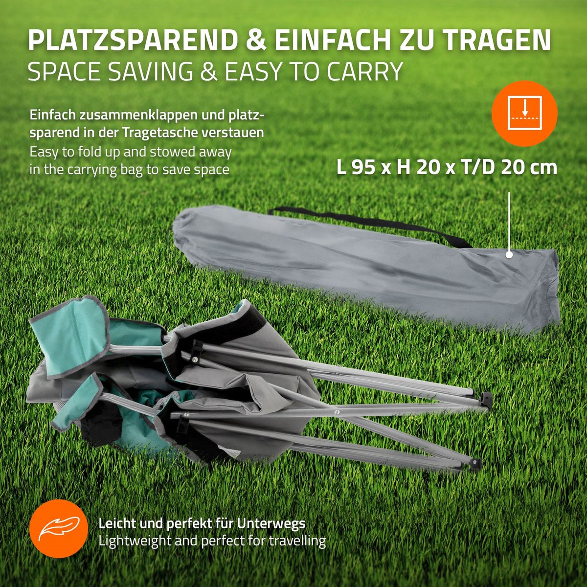 Opvouwbare campingstoel grijs-turquoise opvouwbare visstoel met bekerhouder & draagtas — cadeau in Sport & Outdoor - foto 3