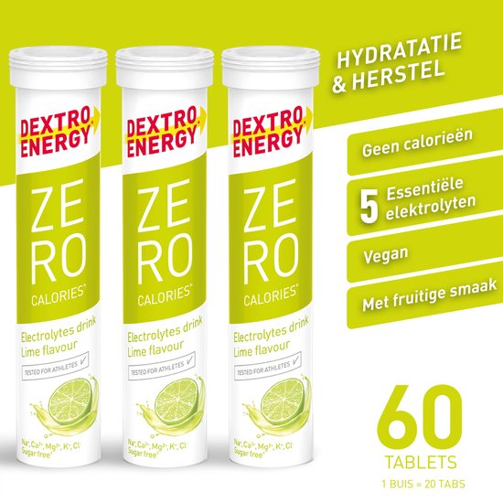 Dextro Energy Zero Calories Lime - Elektrolyten Sportdrank - Suikervrij - Electrolytes Drink - 3 x 20 tabletten (30 Liter) — afbeelding 5