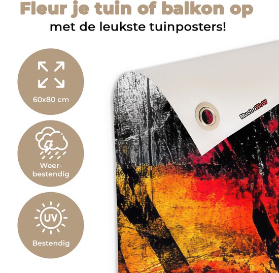 Tuinposter 60x80 cm - Tuindecoratie Kunst - Zwart - Abstract - Poster voor in de tuin - Buiten decoratie - Schutting tuinschilderij - Tuindoek muurdecoratie - Wanddecoratie balkondoek