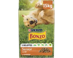 Bonzo Droog Senior - Hondenvoer Droogvoer - Kip & Groenten - 15 kg