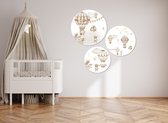 Muurcirkel beertjes- bear en balloon- babykamer decoratie - kinderkamer- versiering - wandcirkel baby - muursticker- beer en luchtballon set van 3 cirkels - 40cm