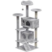 Avalo Krabpaal Voor Katten Met 7 Niveaus - 137x49x49 CM - Lichtgrijs - Krabpaal Voor Grote Katten