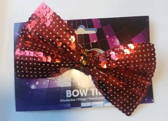 Strikje Met Pailletten - vlinderdas Polyester - Rood